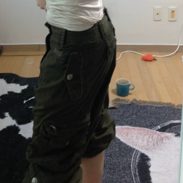 Smex 00s 빈티지 Y2K 카고 투웨이 카프리 팬츠 카키
