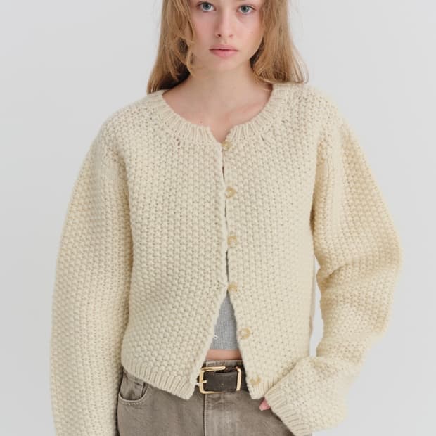 리본빛 teddy knit cardigan