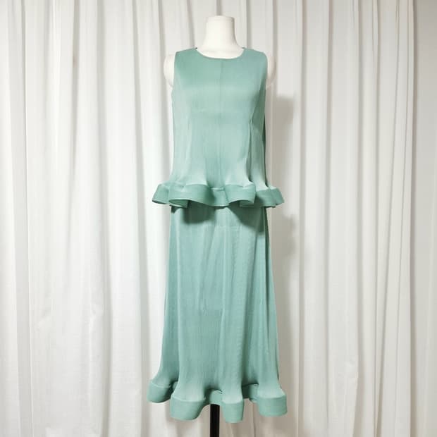 플리츠 투피스 슬리브리스 블라우스 스커트 치마 셋업 세트 (프리) 새상품