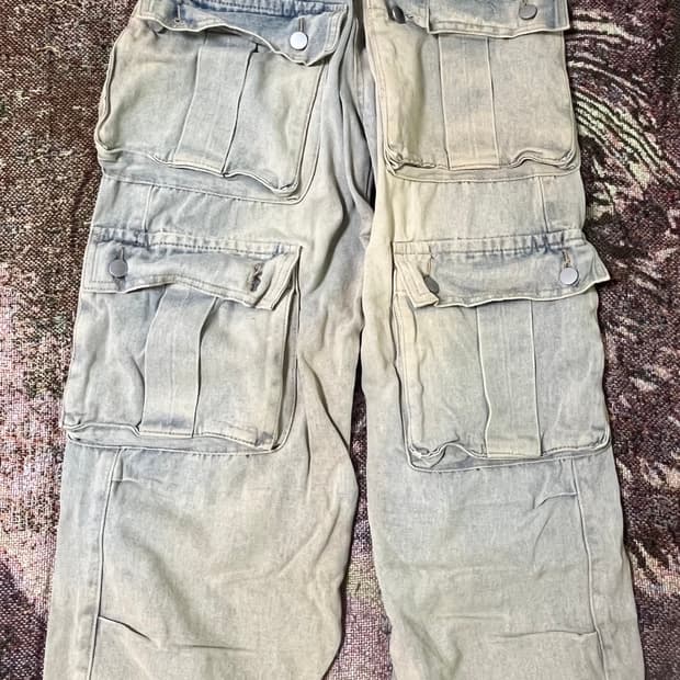 유틸리티 빈티지연청 포켓팬츠