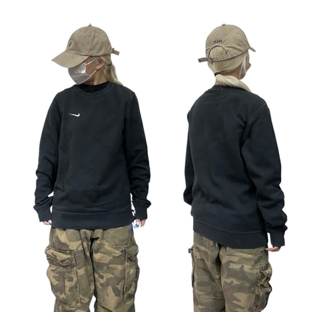 나이키 블랙 스우시 맨투맨 스웻 셔츠 S