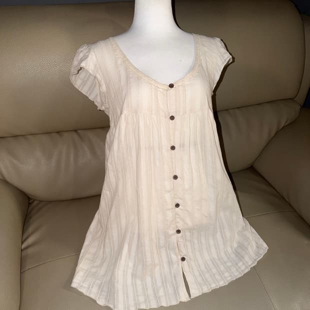 button-up stripe detail blouse
