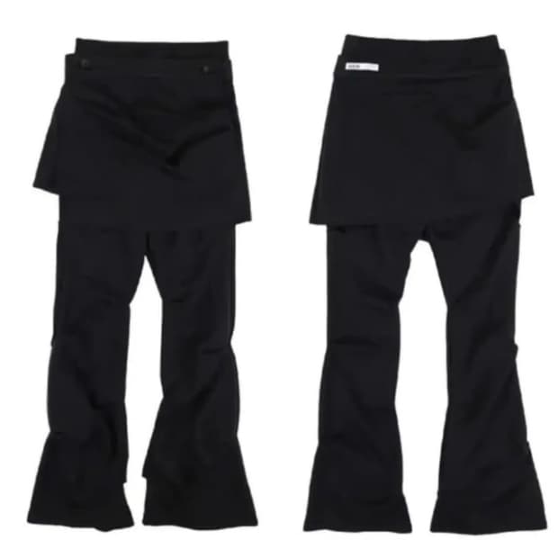 오호스 랩 오버 턱 팬츠 스커트 블랙1