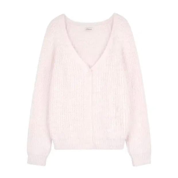 클리시어 슈가플럼 헤어리 가디건 핑크