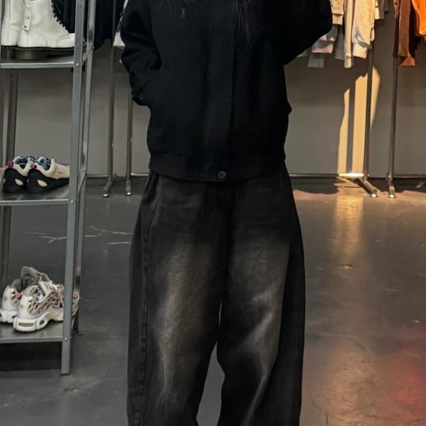 입생로랑 블랙 울 블루종 자켓 A3356