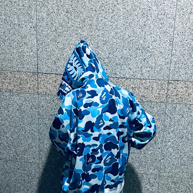 베이프 25시즌  ABC 카모 레이온 샤크 풀 지퍼 후드 블루