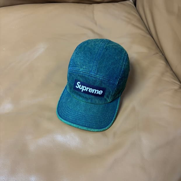 Supreme 슈프림 23ss 오버다이드 데님 그린 캠프캡 모자