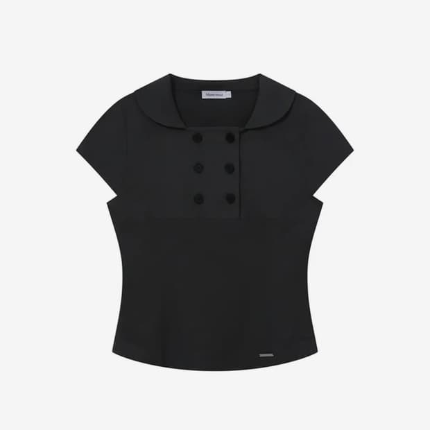 미세키서울 Double button shirts top BLACK