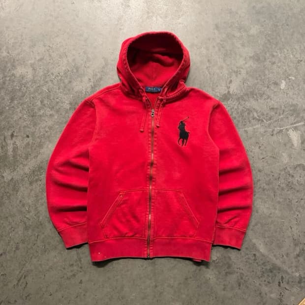 폴로 랄프로렌 빅 포니 후드 집업 레드
