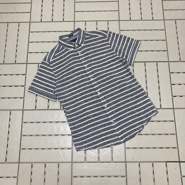 [M]타미힐피거 스트라이프 커스텀핏 그레이 0736