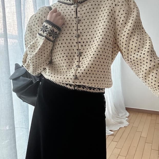 빈티지 ) 핸드메이드 노르딕 가디건