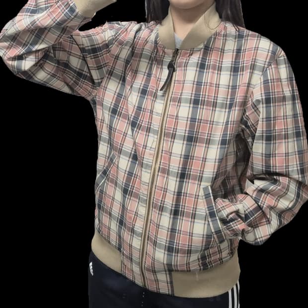 유니클로 JW Anderson리버시블 블루종 집업 점퍼/핑크 체크무늬