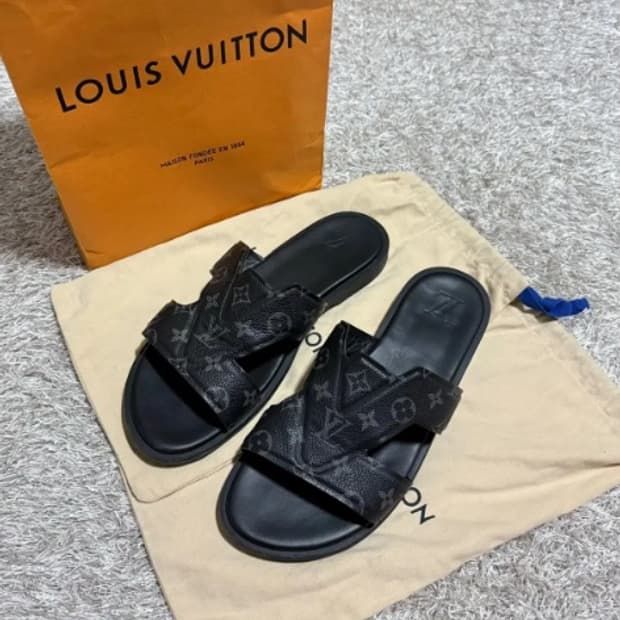 [정품] 루이비통 모노그램 브라운 레더 뮬 쉐도우 슬리퍼 270 풀구성