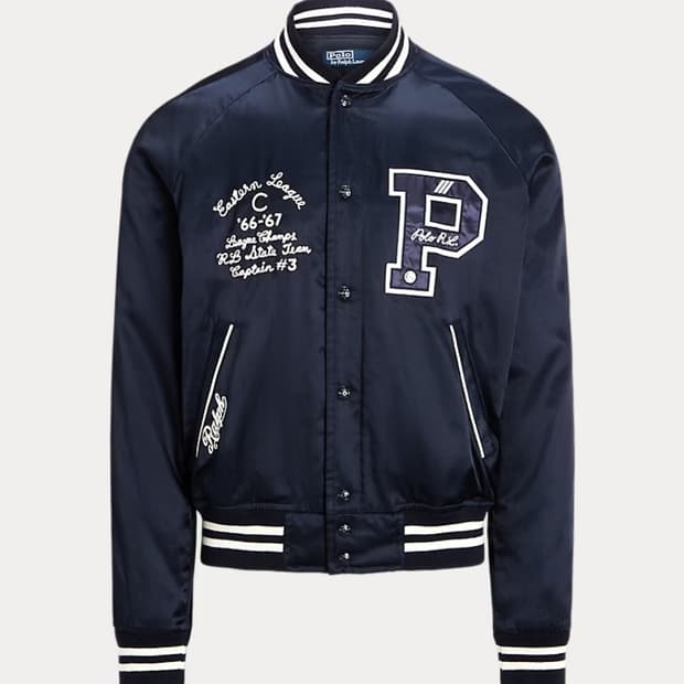 [새상품/L] 폴로 뉴욕 새틴 바시티 자켓 팝니다.