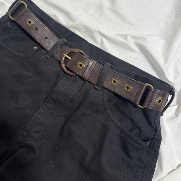 Anna sui 버터플라이 스터드 레더 벨트 