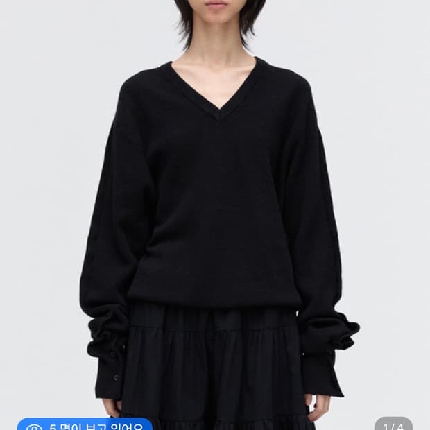 플리즈프로젝트 버튼 슬리브 브이넥 니트 (블랙) 구해요