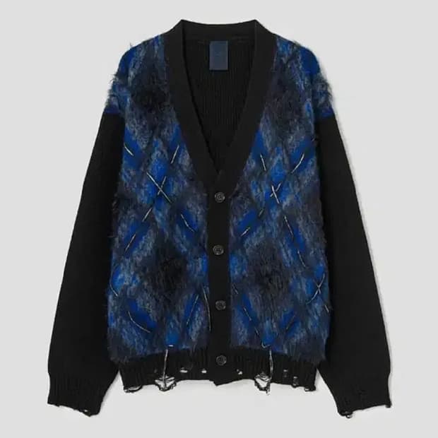 준지 볼륨 체크 원사 아가일 가디건 (L)