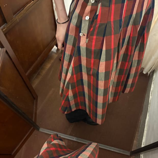 jpn vintage check midi skirt