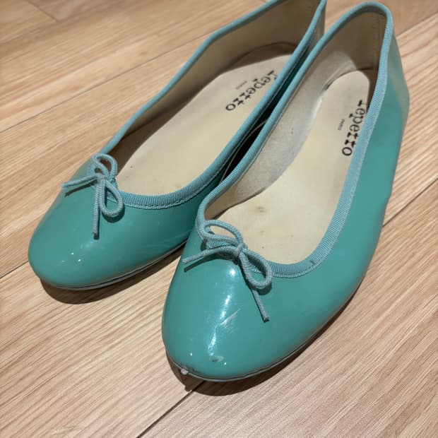 [37.5] 레페토 산드리옹 페이턴트 발레리나 플랫 슈즈 민트