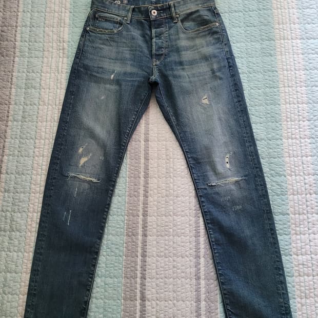 지스타로우 G star raw 3301슬림 빈티지 디스리페어 워싱진 32