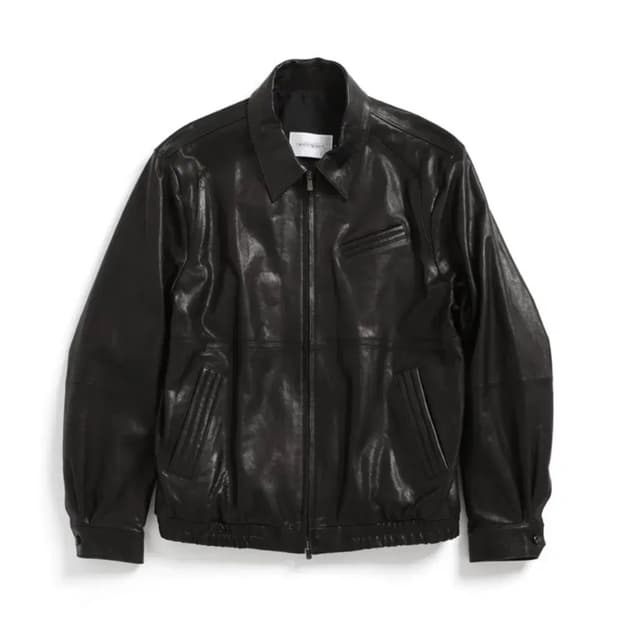 해칭룸 스티치 볼륨 레더 자켓 램스킨 블랙 3사이즈