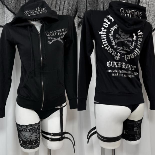 punk cubic hood zip up