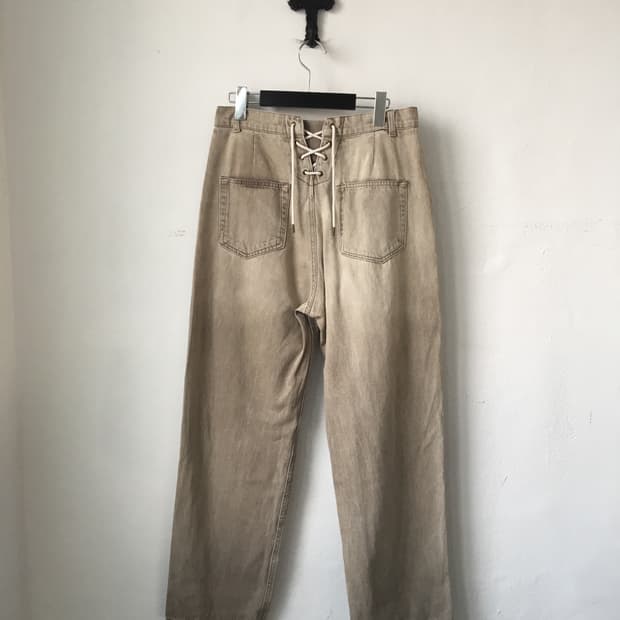 Back lace up point washing pants