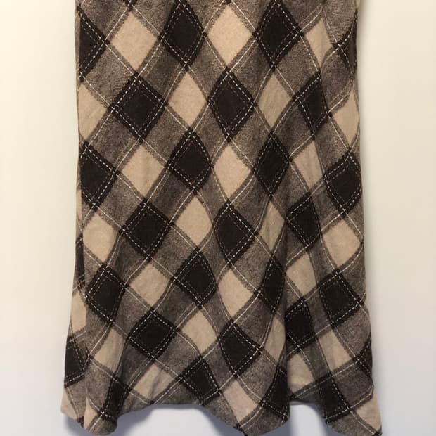 일본 빈티지 브라운 체크 치마