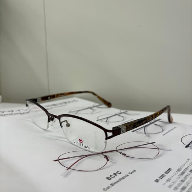 Venetian 브라운 반무테 빈티지안경