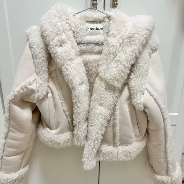 최저가) 쓰리타임즈 베이비 무스탕 아이보리