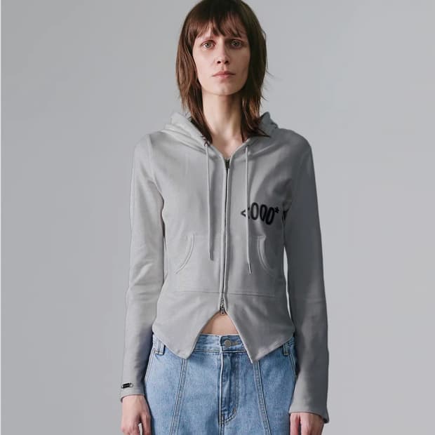 EMPTY SLIM FIT HOODIE ZIP-UP GRAY 