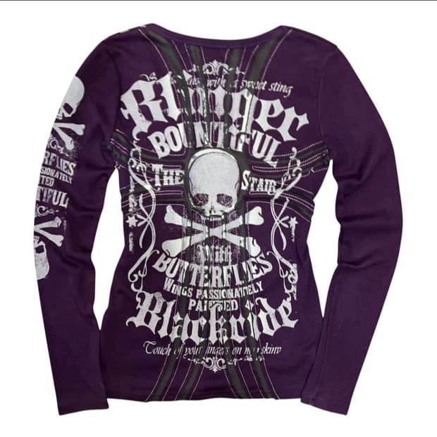 DURER 해골 프린팅 십자패치자수 긴팔티 롱슬리브 펑크
