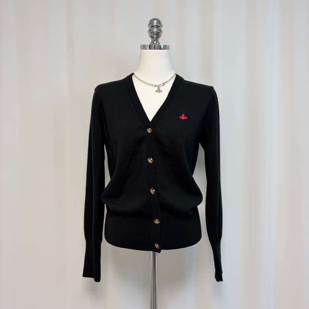 비비안웨스트우드 울 ORB버튼 브이넥 가디건