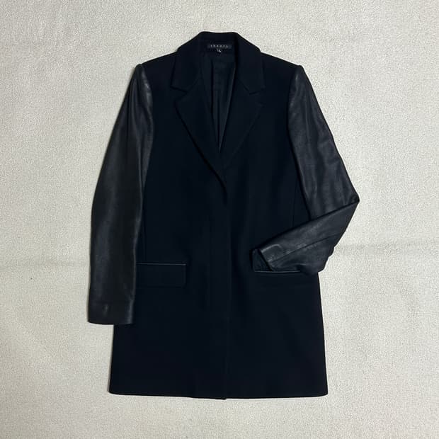 띠어리 울캐시미어 레더 코트