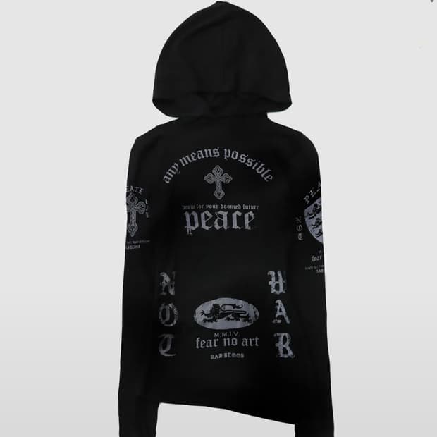 배드블러드 슬림 컷아웃 후드 블랙 S