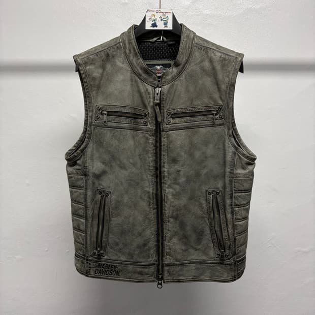 할리데이비슨 빅로고 가죽 베스트