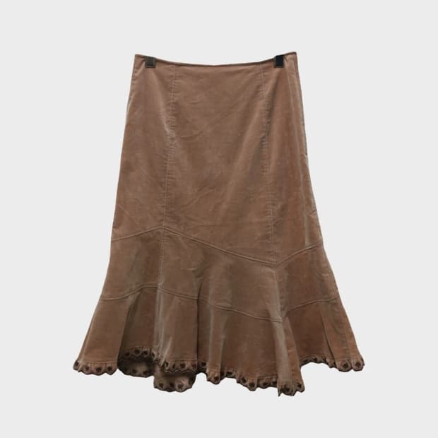 레스트로즈 브라운 스웨이트 미디스커트 60230