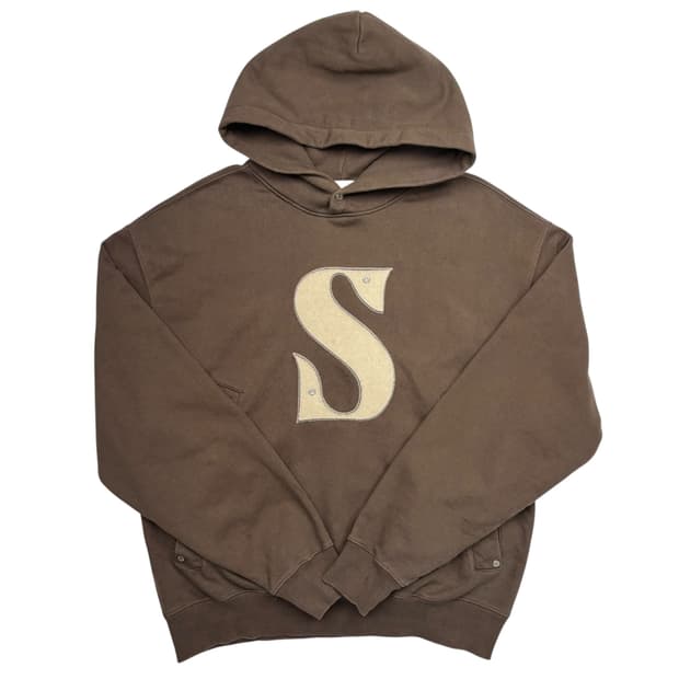 세터 리벳 아플리케 포켓 브라운 후드티 M