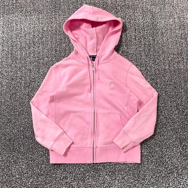 빈티지9. 희귀 폴로랄프로렌 스포츠 핑크 연두 후드집업 테리 스웻