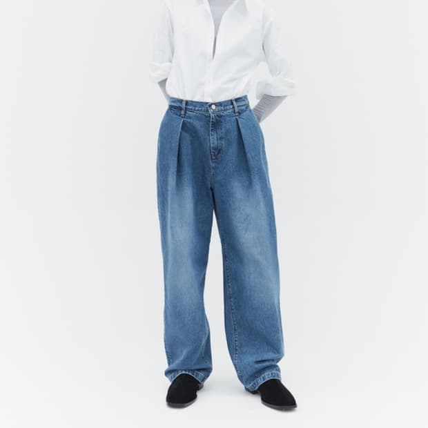 라벨아카이브 와이드 턱 진 미드블루 워시 3