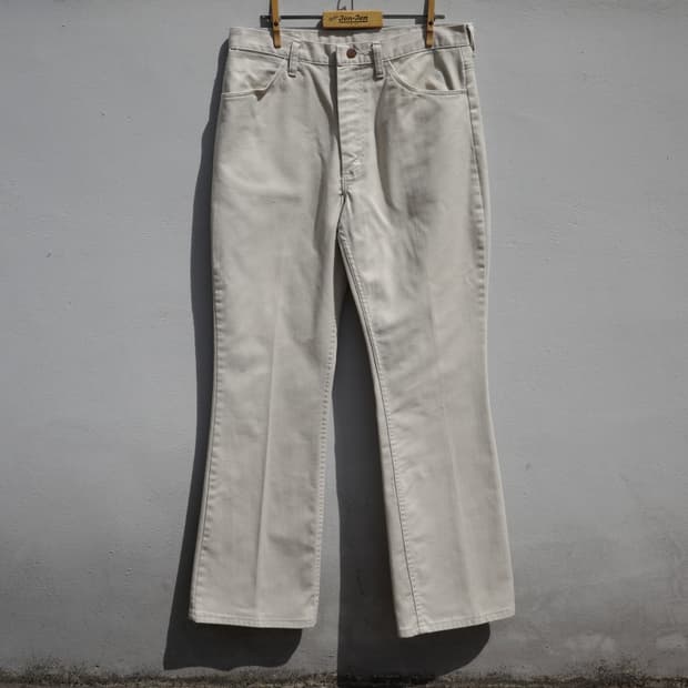 70s Wrangler 에크루 트윌 플레어 팬츠