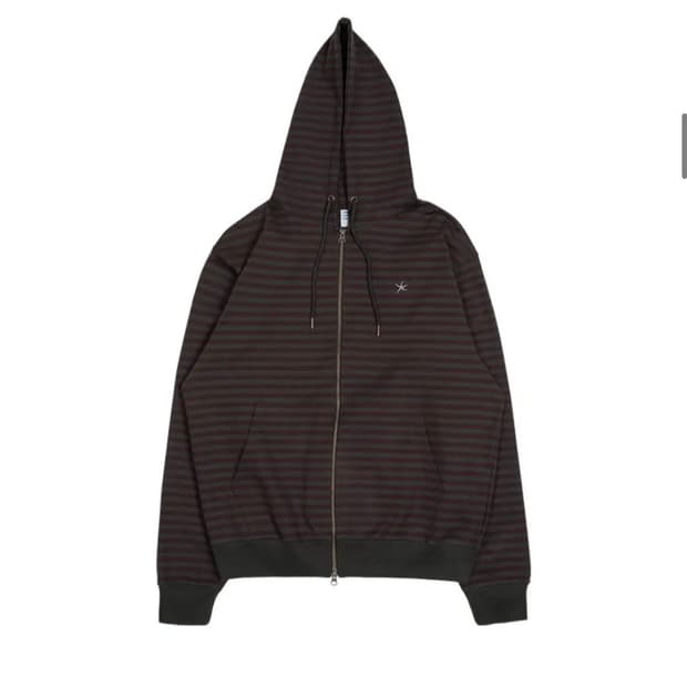 더콜디스트모먼트 스트라이프 후드집업 버건디