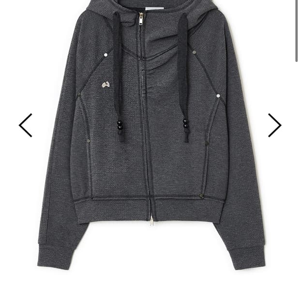 허그유어스킨 셔링 하이넥 후드집업 그레이