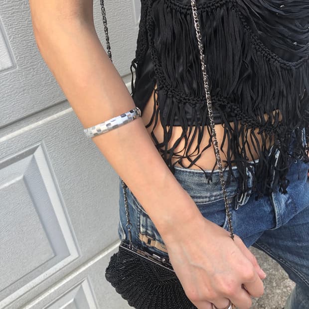 silver checker bangle