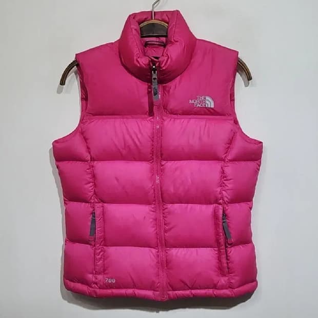 (S) 노스페이스 눕시 패딩조끼 핑크 거위털 700 구스다운 베스트 