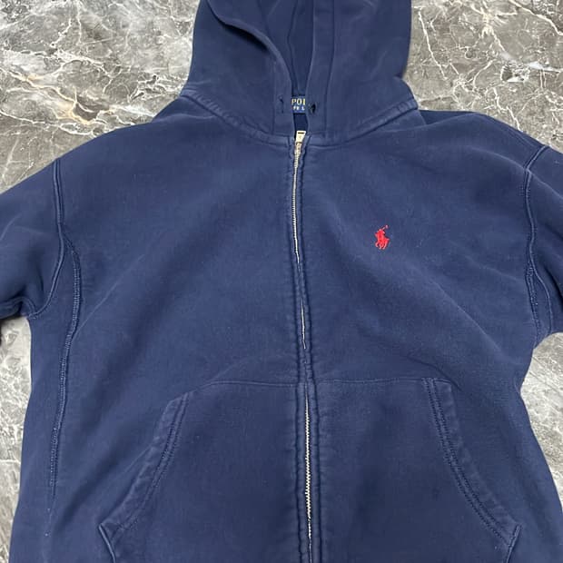 폴로 네이비 후드집업