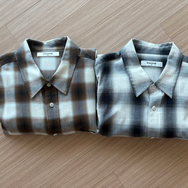 에잇세컨즈 옴브레 체크 셔츠, 옴브레 오버핏 체크 셔츠 105