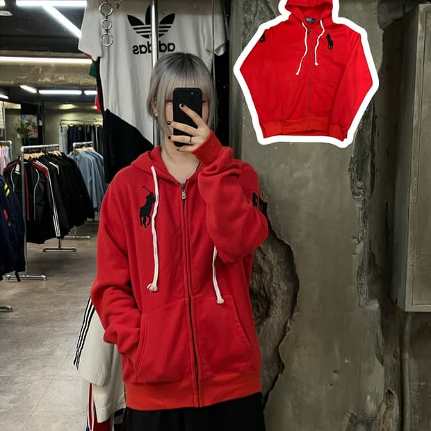 폴로 랄프로렌 후드집업 레드  #csz2619