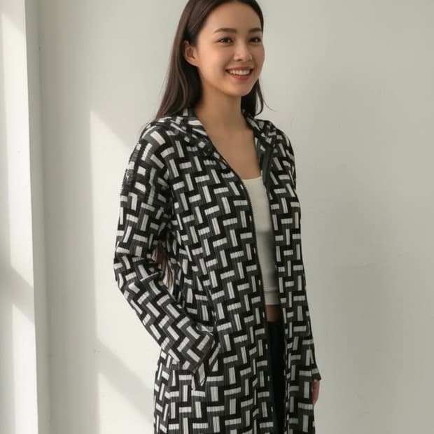 이세이미야케 플리츠플리즈 geometry 롱집업 자켓