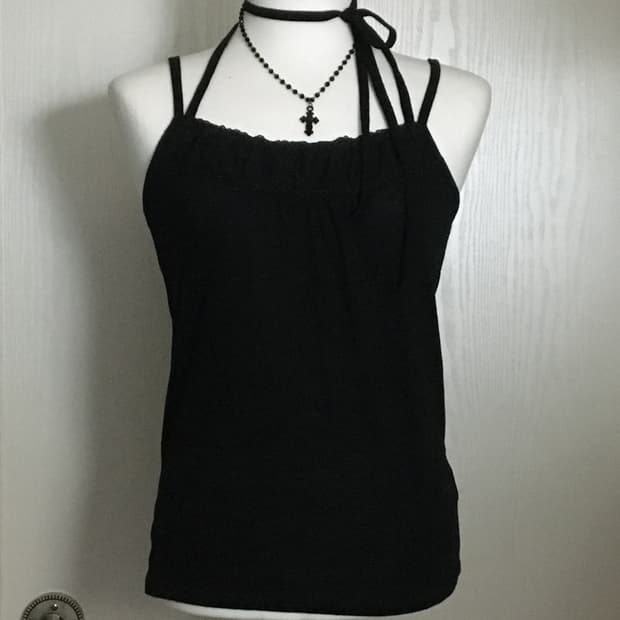 빈티지 홀터넥 레이스 슬리브리스 나시 